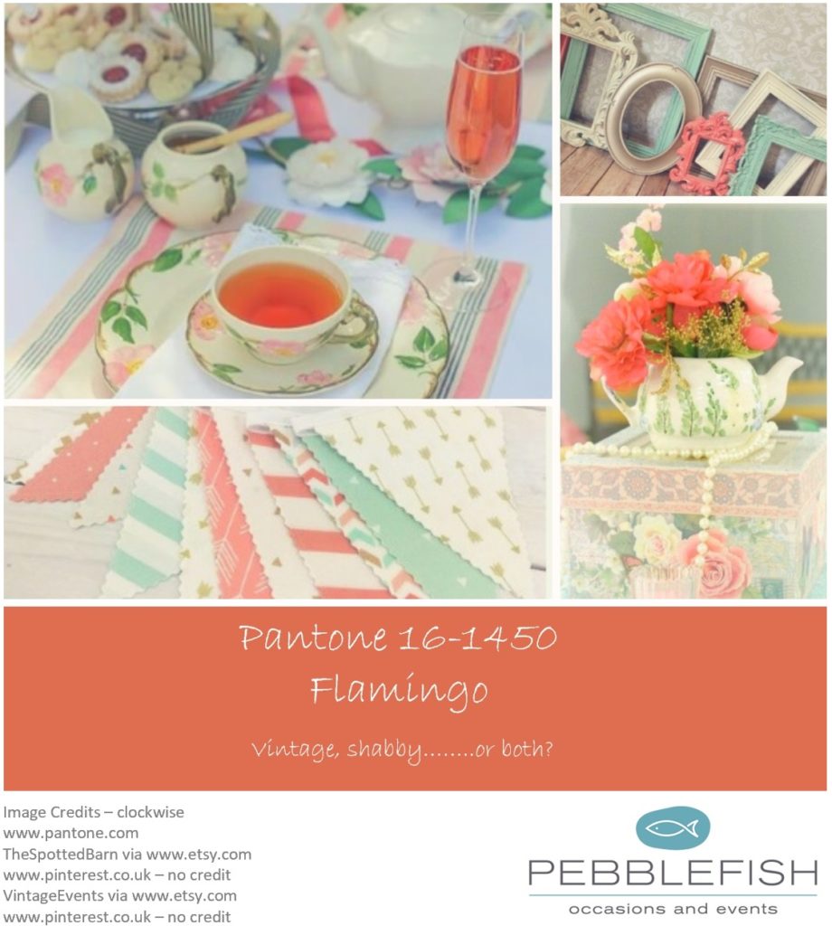 Picture montage for pantone colour Flamongo