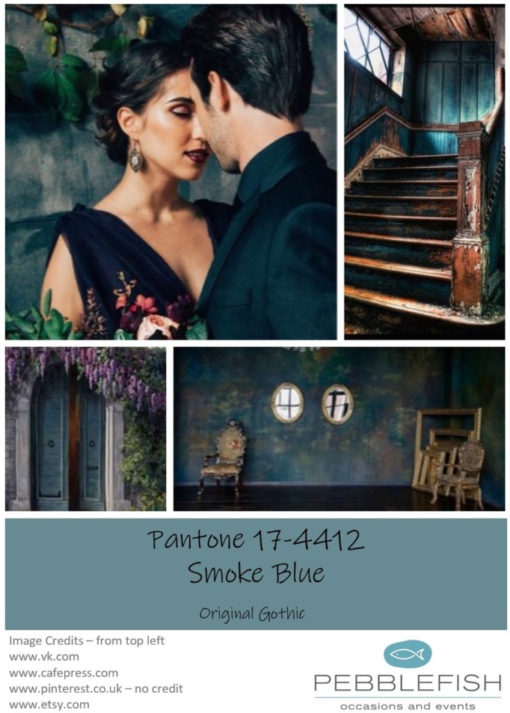Picture montage for the pantone colour Smoke Blue